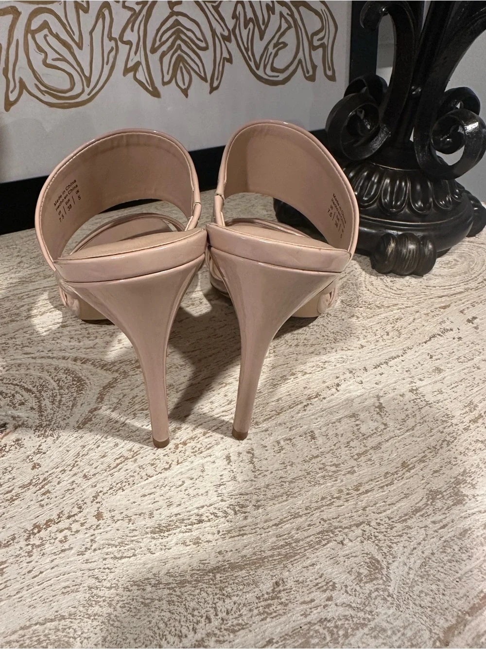 ALDO Blush Patent Double-Strap High Heel Mules